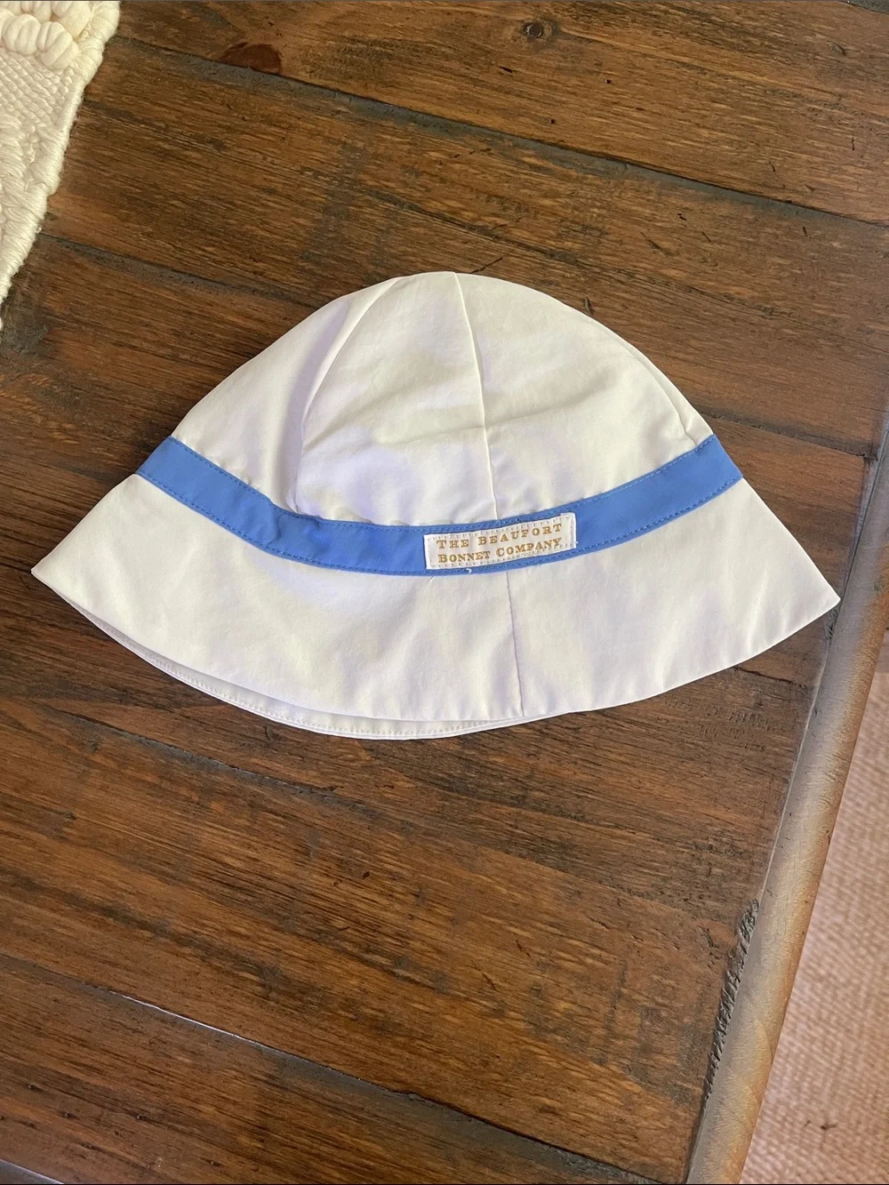 The Beaufort Bonnet Company White Hat with Blue Trim - Kids Bucket Sun Hat